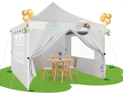 Image de Tente de réception - Pavillon - Tente de fête - Tente de jardin - Abri - 3x3 mètres - Avec 4 parois latérales amovibles