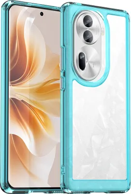 Produktbild von Schutzhülle für Oppo Reno11 Pro Klar Rückseite Stoßfeste TPU Silikon Bumper Hülle Hellblau