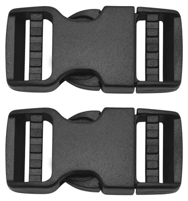 2 Kunststoff-Schnallen, 20 mm, schwarz, Klickverschluss