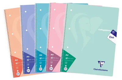 Produktbild von Clairefontaine 20x Collegeblock 80Bl punktkariert Pastellfarben sortiert 306253C
