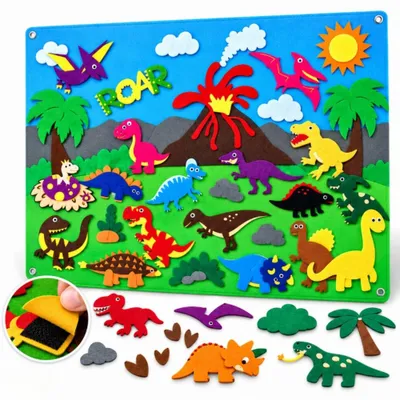 Produktbild von Filz Lernspiel Für Kinder Dinosaurier 30 Teile 96,5 × 68,5 cm Kreatives Spielzeug Ab 3 Jahren