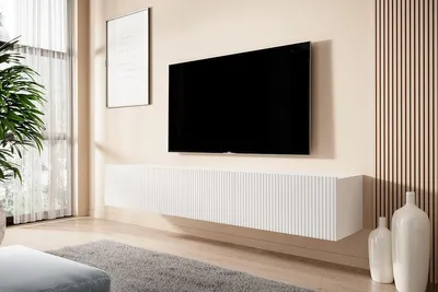 Zdjęcie produktu dla SZAFKA RTV WISZĄCA 200 cm POD TELEWIZOR NICOLE BIAŁY MAT NOWOCZESNA SALON