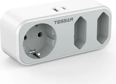Produktbild von Tessan USB C Steckdose 5 in 1 mit 2 USB-Ports und 1 AC-Stecker, kompakt und vielseitig