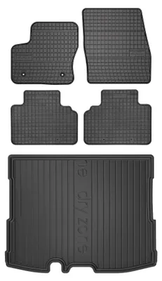 Productafbeelding van Rubberen automatten + kofferbakmat voor Ford Tourneo Courier 2014-2023 (bestelwagen) – 5-delig, zwart, op maat – Wielganizator SolidPRO