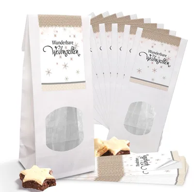 Produktbild von weiße Kekstüten mit Fenster und Weihnachtsaufkleber 10 Stück25 Stück