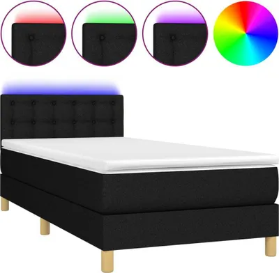 Produktbild von vidaXL Boxspringbett mit Matratze & LED Schwarz 100x200 cm Stoff