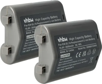 Produktbild von vhbw 2x Akku kompatibel mit Nikon D4, Z9 Kamera (2600 mAh, 10,8 V, Li-Ion), Infochip