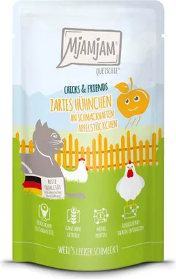 Immagine prodotto di MjAMjAM 125gx12 Quetschie Chicks & Friend Hühnchen & Apfel Cat