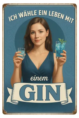 Produktbild von Blechschild 20x30cm Leben mit Gin Retro Metallschild Bar Deko Wanddeko für Küche Hausbar Gin Liebhaber AstraDesign