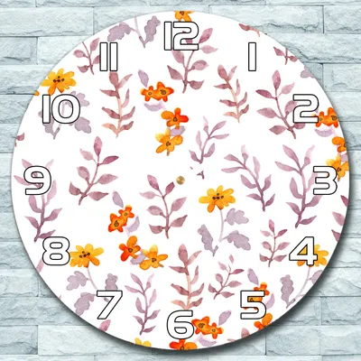 Produktbild von Wanduhr aus Glas Rund fi 30 Blumen Blätter rosa Quarz Deko Schlafzimmer Büro