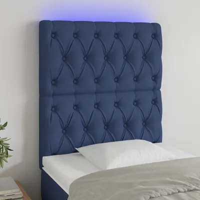 Image de The Living Store LED Tête de lit bleu 80x7x118/128 cm Tissu