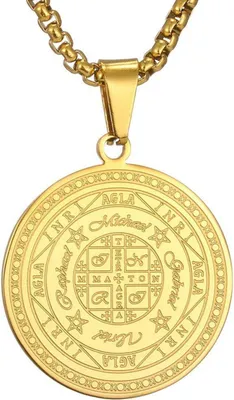Produktbild von AFSTALR Edelstahl Halskette Herren Sieben Erzengel Siegel Talisman Amulett Solomonschmuck