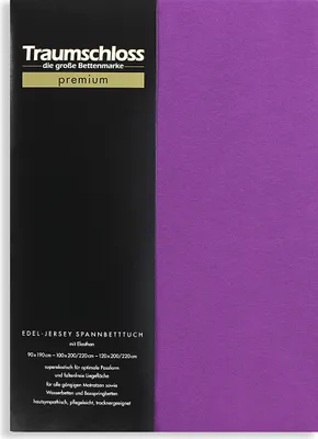 Produktbild von Traumschloss Premium Edel-Jersey Spannbettlaken 90-120 x 200-220 cm violett 165g/m², 95% gekämmte Mako Baumwolle, 5% Elasthan