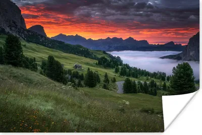 Produktbild von MuchoWow® Poster Gras - Berge - Abend 30x20 cm - Plakate - Print