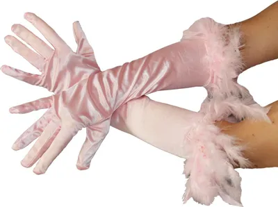 Produktbild von Federhandschuhe Handschuhe Feder pink Handschuhe rosa 20er Jahre Edel Federn Glamour