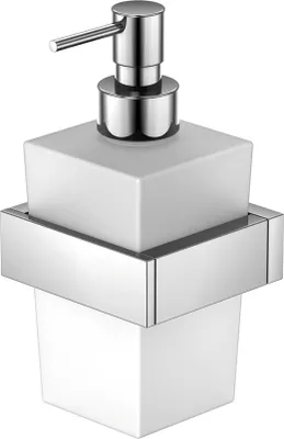Productafbeelding van Steinberg wandzeepdispenser, serie 460, messing, satijnwit glas, chroom, 1 stuk.