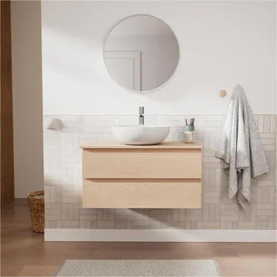 Produktbild von SORRENTO Einzelwaschtisch-Unterschrank 80 cm + Waschbecken + Armatur + Spiegel