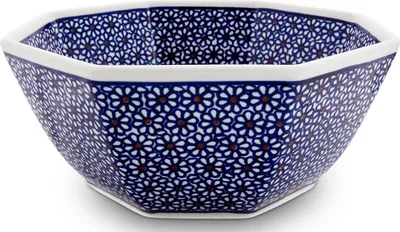 Produktbild von Original Bunzlauer Keramik 1,6 Liter Salatschüssel Servierschale Beilagenschüssel 8-Eckig [Form 5] Ø23,0 cm, H 9,4 cm, Design 120