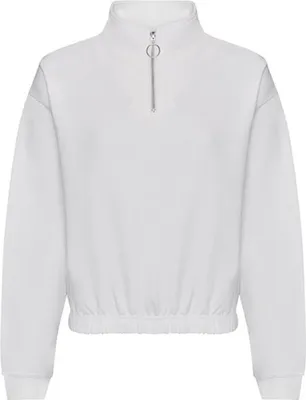 Produktbild von Just Hoods JH037 | WomenŽs Cropped 1/4 Zip Damen Sweatshirt - Farbe: Arctic White - Größe: S