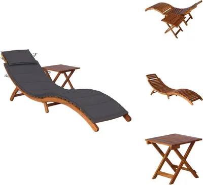 Produktbild von vidaXL Sonnenliege mit Tisch und Auflage Massivholz Akazie -  Sonnenliegen