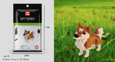 Obrázek produktu pro Shiba Inu pes figurka zvířete stavebnice model LNO Micro-Bricks
