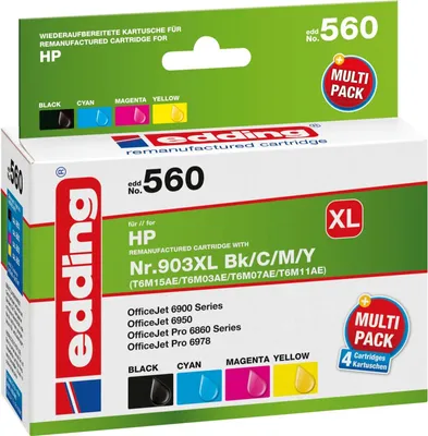 Zdjęcie produktu dla Edding EDD-560, Czarny, Cyjan, Purpurowy, Żółty, 30 ml, 12 ml, 4 szt., Multipak