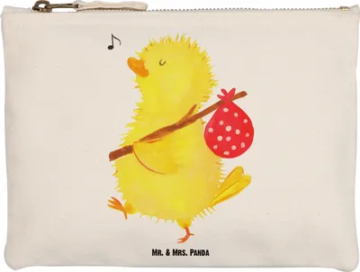 Produktbild von Mr. & Mrs. Panda kosmetiktäschchen Küken Wander Größe M - Weiß - Geschenk, Zeit, Ei, Federtasche, Ostereier, Stoffbeutel, Mäppchen, Ostern, Etui, Reisen, Pouch, Osterei