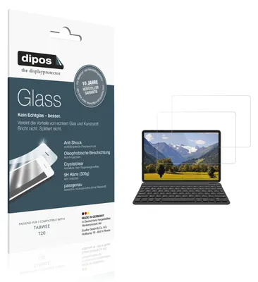 Produktbild von 2x Schutzfolie für TABWEE T20 - Anti-Shock 9H Folie dipos Glass Kunststoffglas