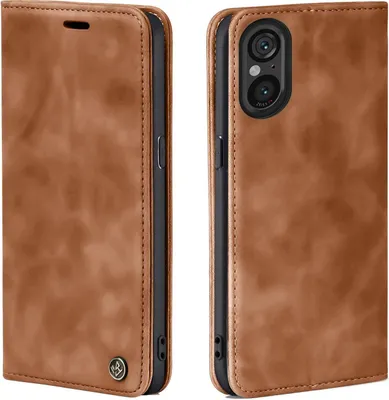 Produktbild von Handy Hülle für Sony Xperia 5 V Klapphülle Bookcase Flip Cover Handy Tasche Etui Farbe: Hellbraun