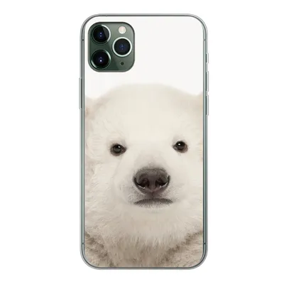 Produktbild von MuchoWow® Handyhülle Schutzhülle Hülle für iPhone 11 Pro Max Eisbär - Tiere - Weiß - Kinder - Jungen - Mädchen Silikon Softcase Handy Hülle - Schutz