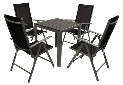 Produktbild von Garnitur Sitzgruppe 5-teilig Aluminium, Kunstholz, Kunstgewebe schwarz
