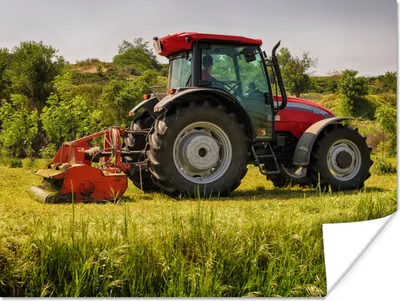 Produktbild von MuchoWow® Poster Traktor - Rot - Natur - Grün - Landleben 120x90 cm - Wandbild