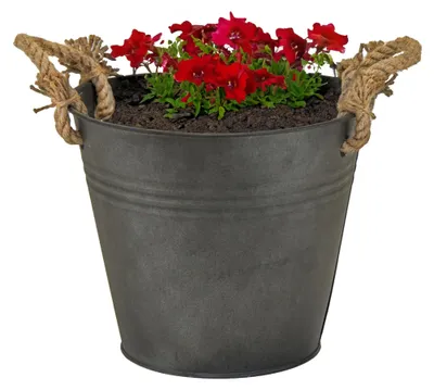 Produktbild von Mega Collections Eimer/Pflanztopf Old Rope -Zink - anthrazit - D25 X 22 cm