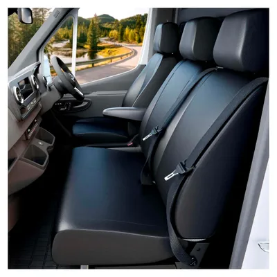 Produktbild von Transporter Sitzbezüge Auto für Citroen Jumper II/Peugeot Boxer, 1 Einzelsitz (Aussparung Armlehne rechts) & Doppelbank, Sitzbezüge aus Kunstleder, Sitzschoner