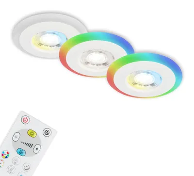 Image de Luminaires encastr s LED CCT anneau lumineux RGB t ldimmable IP44 blanc Briloner