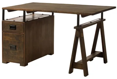Produktbild von MASSIVMOEBEL24.DE Schreibtisch Mango 140x78x80 braun lackiert RAILWAY #429