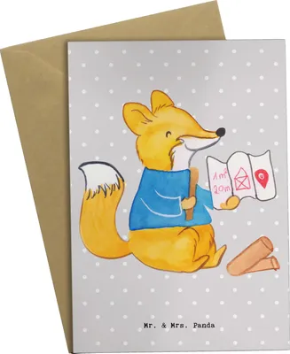 Produktbild von Mr. & Mrs. Panda Klappkarte Bauzeichner Herz - Grau Pastell - Geschenk, Grußkarten, weihnachtskarten, hochzeitskarten, einladungskarten, osterkarten, Glückwunschkarte