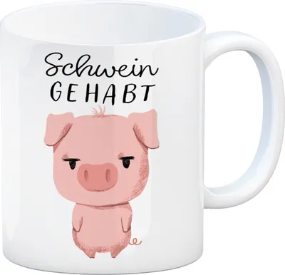 Produktbild von Ferkel Kaffeebecher mit Spruch Schwein gehabt