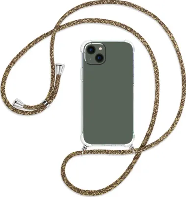 Produktbild von Handykette Backcover-Schutzhülle mit Band (Metall silberfarben) für Apple iPhone 14 Plus (6.7'') - braun+beige