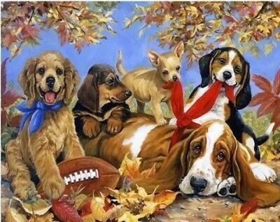 Produktbild von 80x40 cm Diamanten Malerei Zum Selbermachen DIY Diamond Painting Hunde