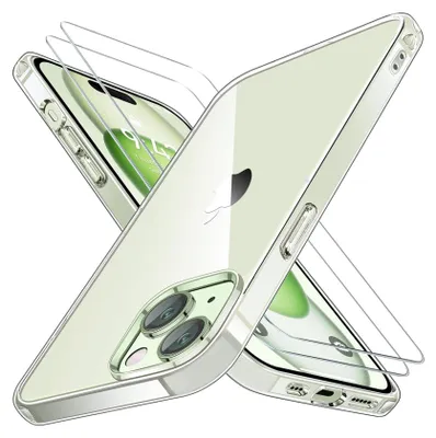 Produktbild von 2in1 Schutz Cover Set für das Apple iPhone 13 besteht aus 2x 9H Glas Folie Display Schutzfolie und 1x Silikon Case Schutzhülle - Hülle in Transparent