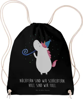 Produktbild von Mr. & Mrs. Panda rucksack beutel Einhorn Party - Schwarz - Geschenk, gym tasche, Unicorn, Club, Geburtstag, wander, Einhörner, Turnbeutel, Jutebeutel, Sportbeutel
