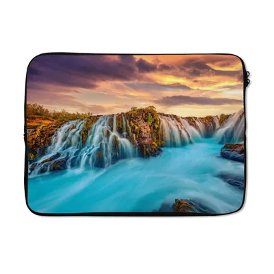 Produktbild von MuchoWow® Laptop Hülle 14 ZollWasserfall - Landschaft - Wolken - Natur Laptoptasche - Laptoptasche - Stoßsicher - Schutzhaube