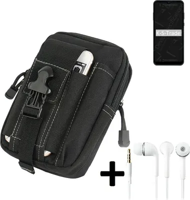 Produktbild von K-S-Trade Gürteltache + Kopfhörer kompatibel mit ZTE Blade A51 Lite Gürtel Tasche Holster Schutz Hülle Handy Hülle  schwarz inkl. Extrafächer