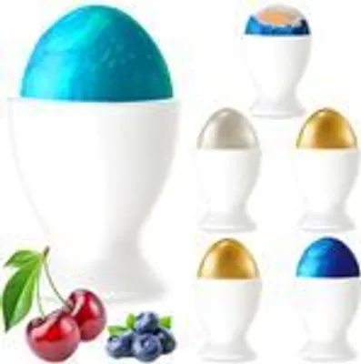 Produktbild von PLATINUX Weiße Eierbecher aus Glas Set 6-Teilig Eierständer Eierhalter Frühstück Brunch Egg-Cup 35ml Likörgläser