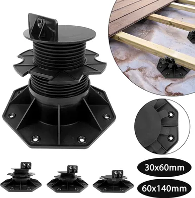 Produktbild von UISEBRT 10 Stück Stelzlager höhenverstellbar 60-140mm Terrassenlager stellfuß für WPC Holz Kunststoff Terrassen Unterkonstruktion