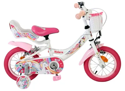 Productafbeelding van Volare Unicorn Kinderfiets - Meisjes - 12 inch - Wit - Twee handremmen