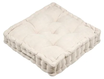 Produktbild von Stoff Textil Bodenkissen Ribcord - beige - 45 x 45 x 10 cm - quadratisch - Extra dick