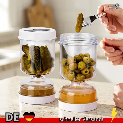 Produktbild von Oliven Gurken Sieb Glas Behälter mit Sanduhr