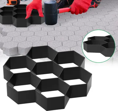 Produktbild von XMTECH DIY Betonform 1er Set, 7 Kammern Pflasterform Form Gehwegen Schalungsform, Wiederverwendbare Beton Gießform für Gehweg Garten Hof Terrasse Schwimmbad Nachbildung, Modell E